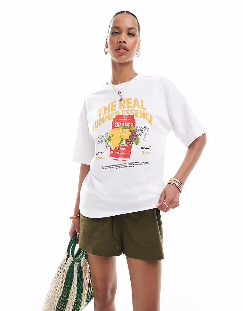 

Футболка оверсайз Pieces Summer Essentials белого цвета