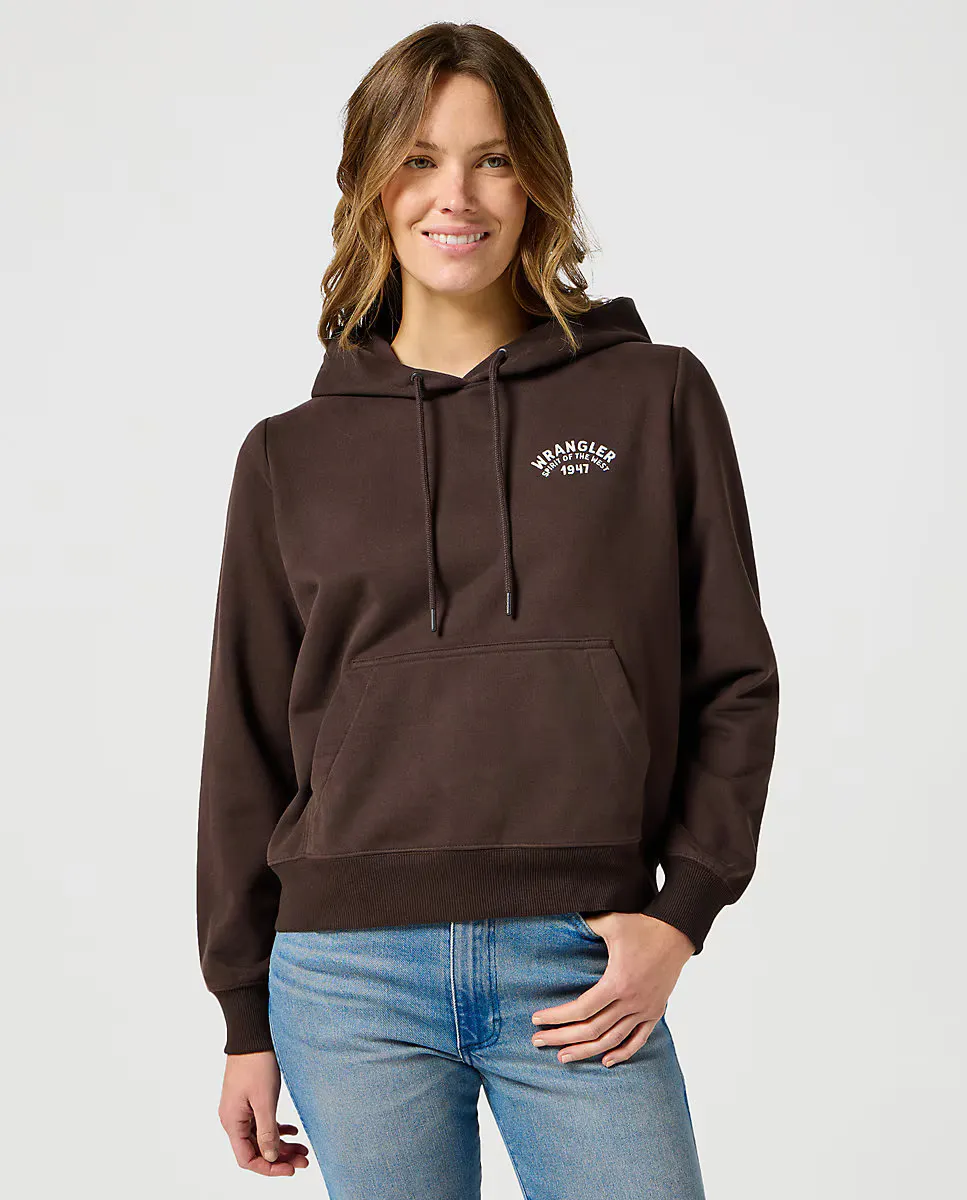 

Женская толстовка с капюшоном и карманом-кенгуру Wrangler, темно-коричневый