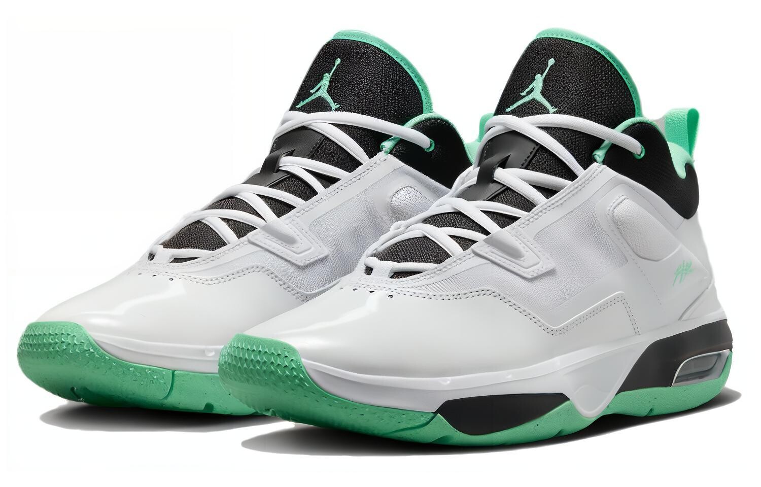 Винтажные мужские баскетбольные кроссовки Jordan Stay Royale, Black/White/Green — фото 3