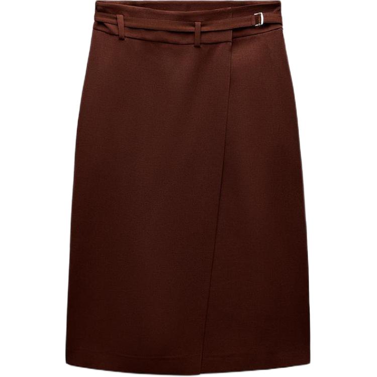 

ZW Series Повседневная длинная юбка женская коричневая ZARA