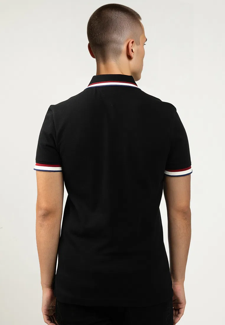 Поло, slim fit, Tommy Hilfiger, черный — фото 2
