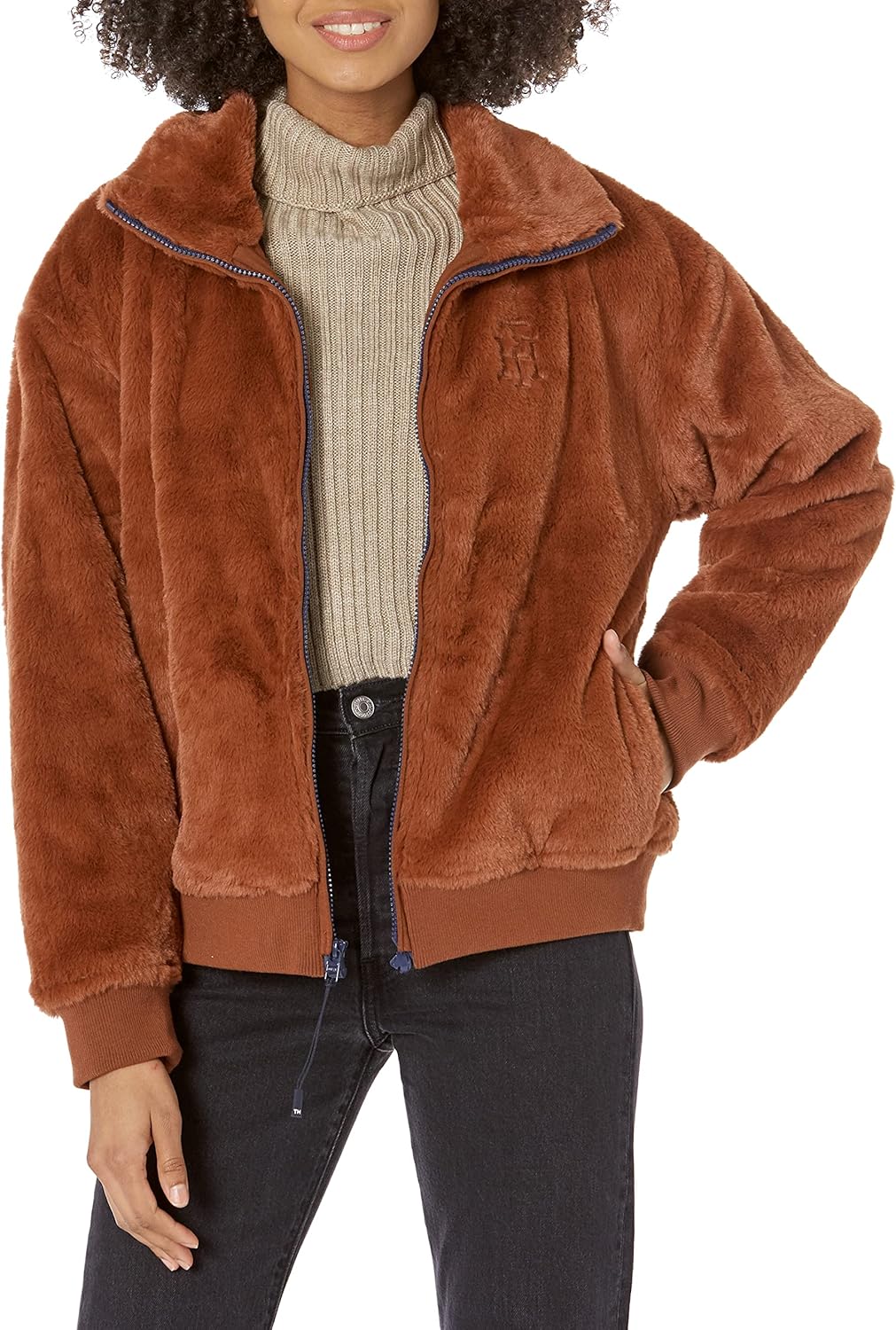 

Женская адаптивная толстовка с капюшоном из искусственного меха Tommy Hilfiger, Heritage Gold