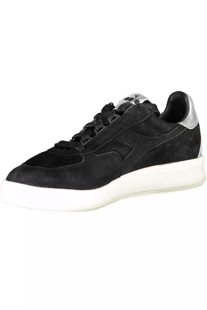 Элегантные кожаные кроссовки Diadora с кружевными деталями для женщин, черный — фото 3