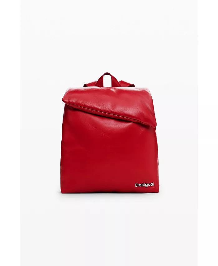 

Женский рюкзак из 100% кожи с мягкой подкладкой, размер M Desigual, красный