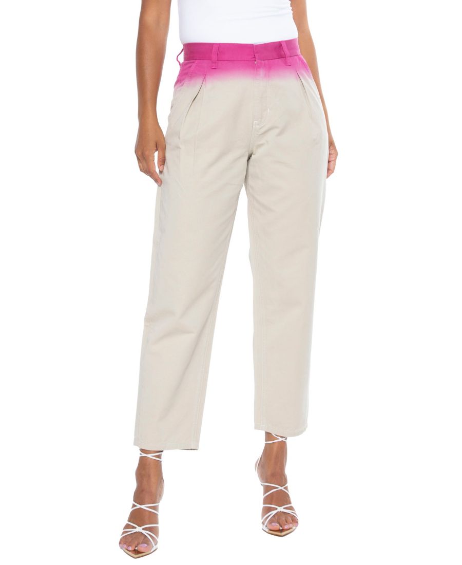 

Женские прямые брюки с эффектом градиентной окраски Blue Revival, Light khaki/hot pink