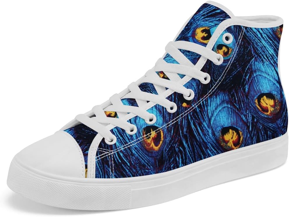 

Высокие кеды из холста с рисунком павлина, шнуровка, повседневная обувь для женщин и мужчин Chebing, 611 Blue