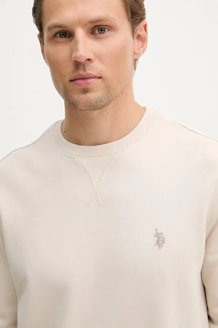 Толстовка с капюшоном хлопок DHM LB CREW U.S. Polo Assn., бежевый — фото 4