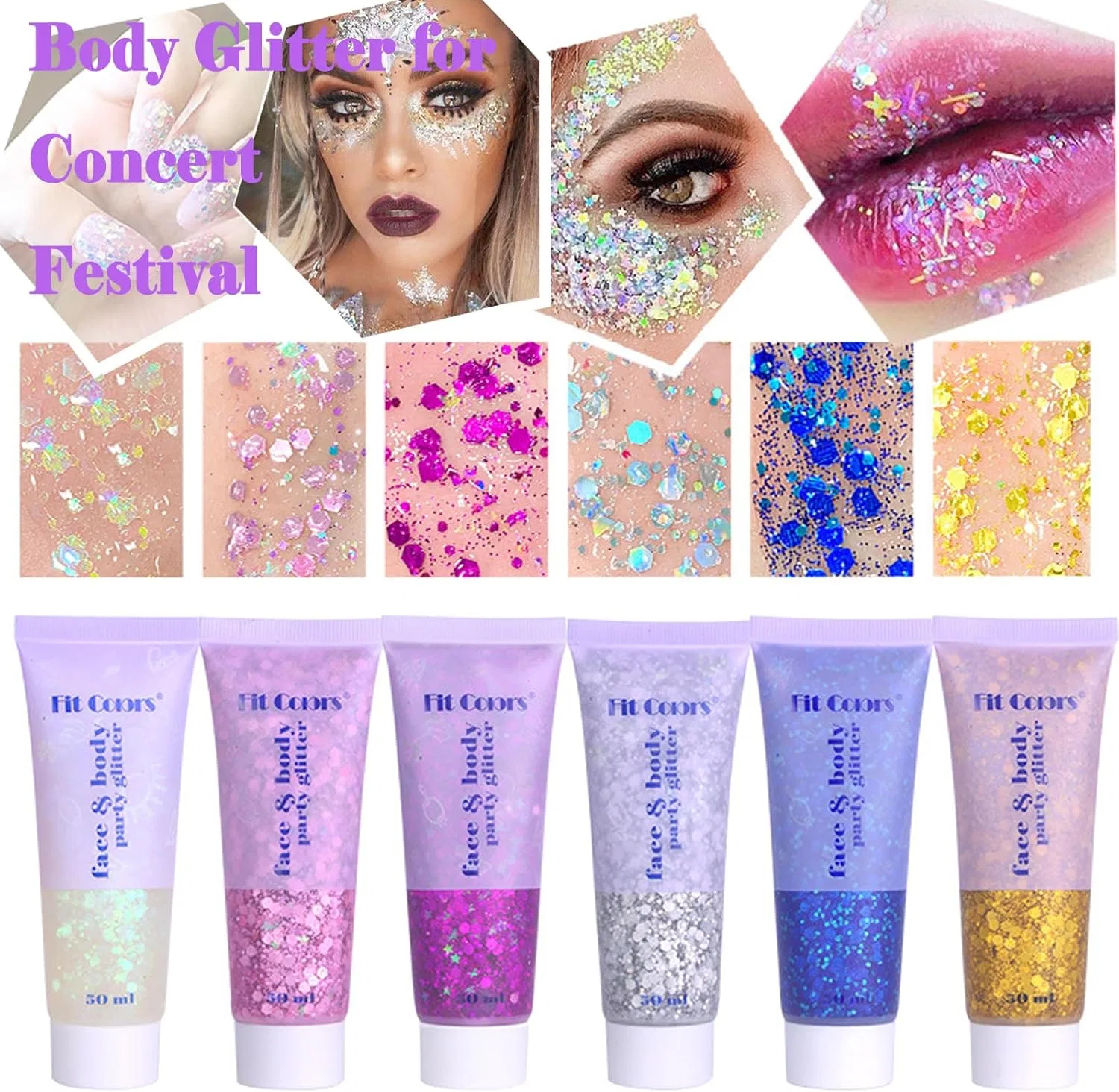 Гель для тела и лица с блестками Angels Beauty White&Silver&Pink&Gold&Blue 250 мл — фото 4