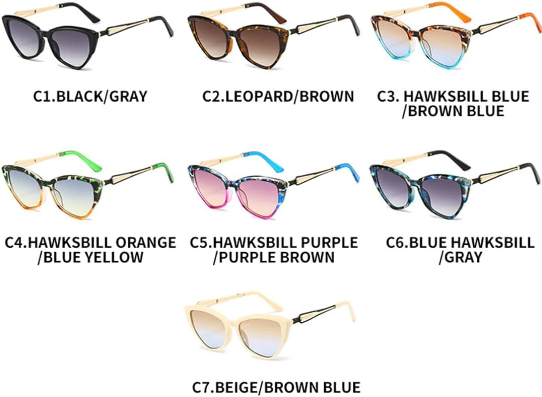 

Ретро-солнцезащитные очки «кошачий глаз» с градиентным переходом для женщин и мужчин, с полой конструкцией, защита от УФ-излучения UV400 TOIPASTN, Black Grey