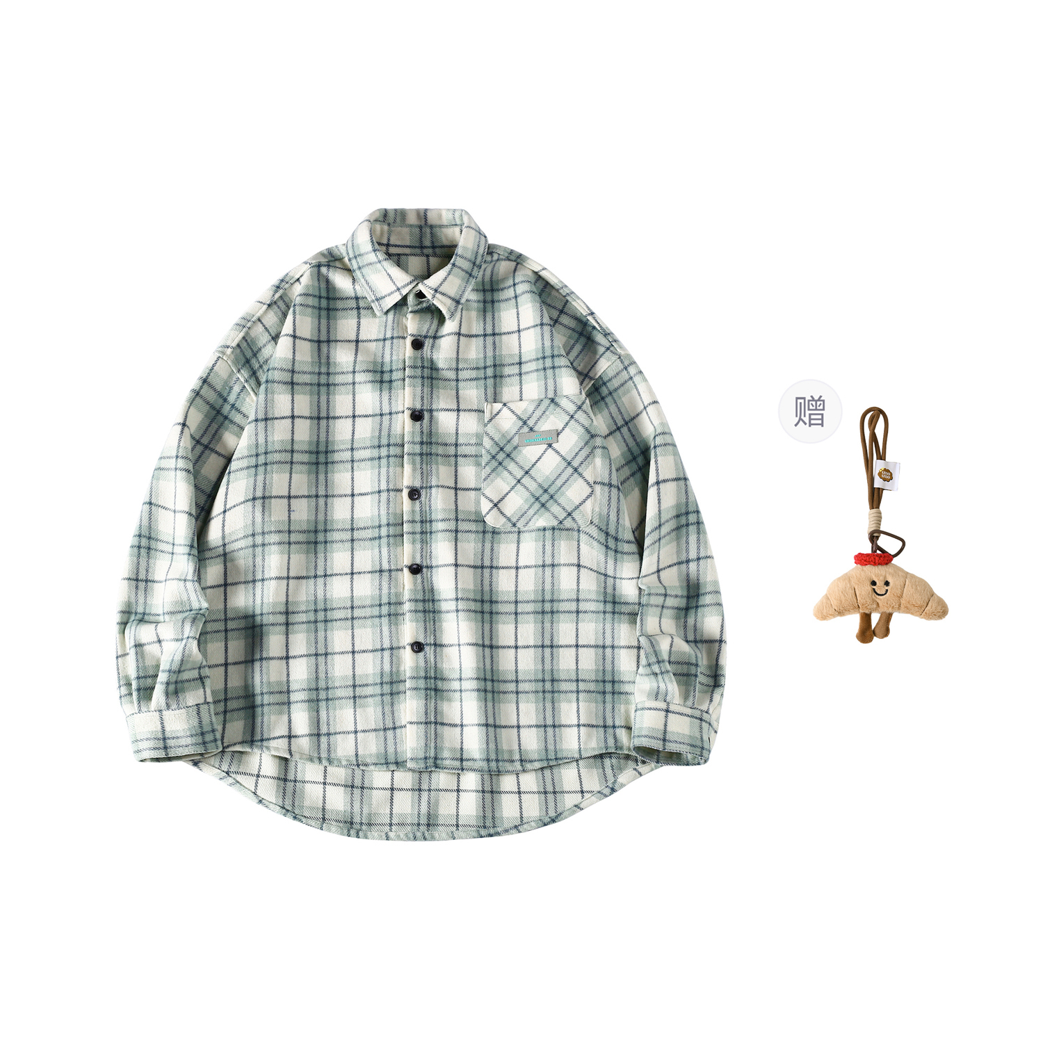 

Рубашка унисекс с отворотом, средней длины Umoumo, зеленый (with free horn charm)