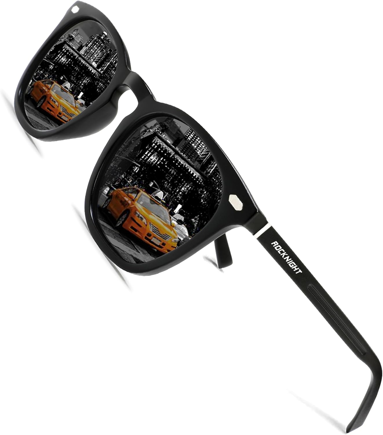 

Поляризованные солнцезащитные очки для вождения ROCKNIGHT с защитой UV400, легкая оправа из алюминия и магния, для активного отдыха и повседневной носки, Black Frame/Black Lens(not Mirrored)