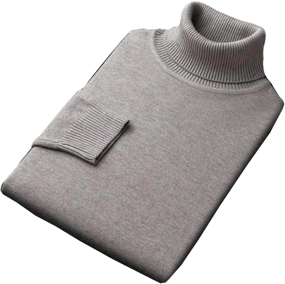 

Мужской зимний вязаный водолазка однотонный свитер модный slim fit