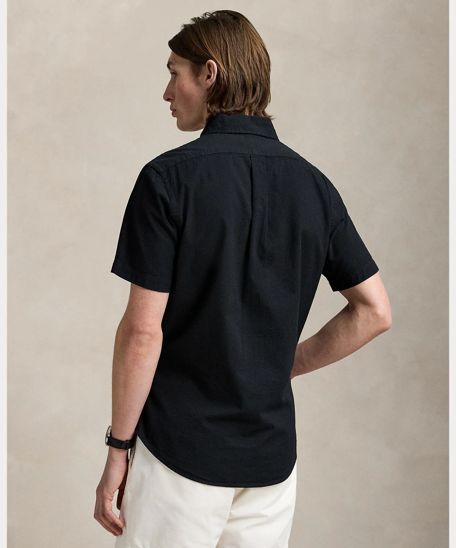 Мужская хлопковая рубашка классического кроя POLO RALPH LAUREN чёрная — фото 4
