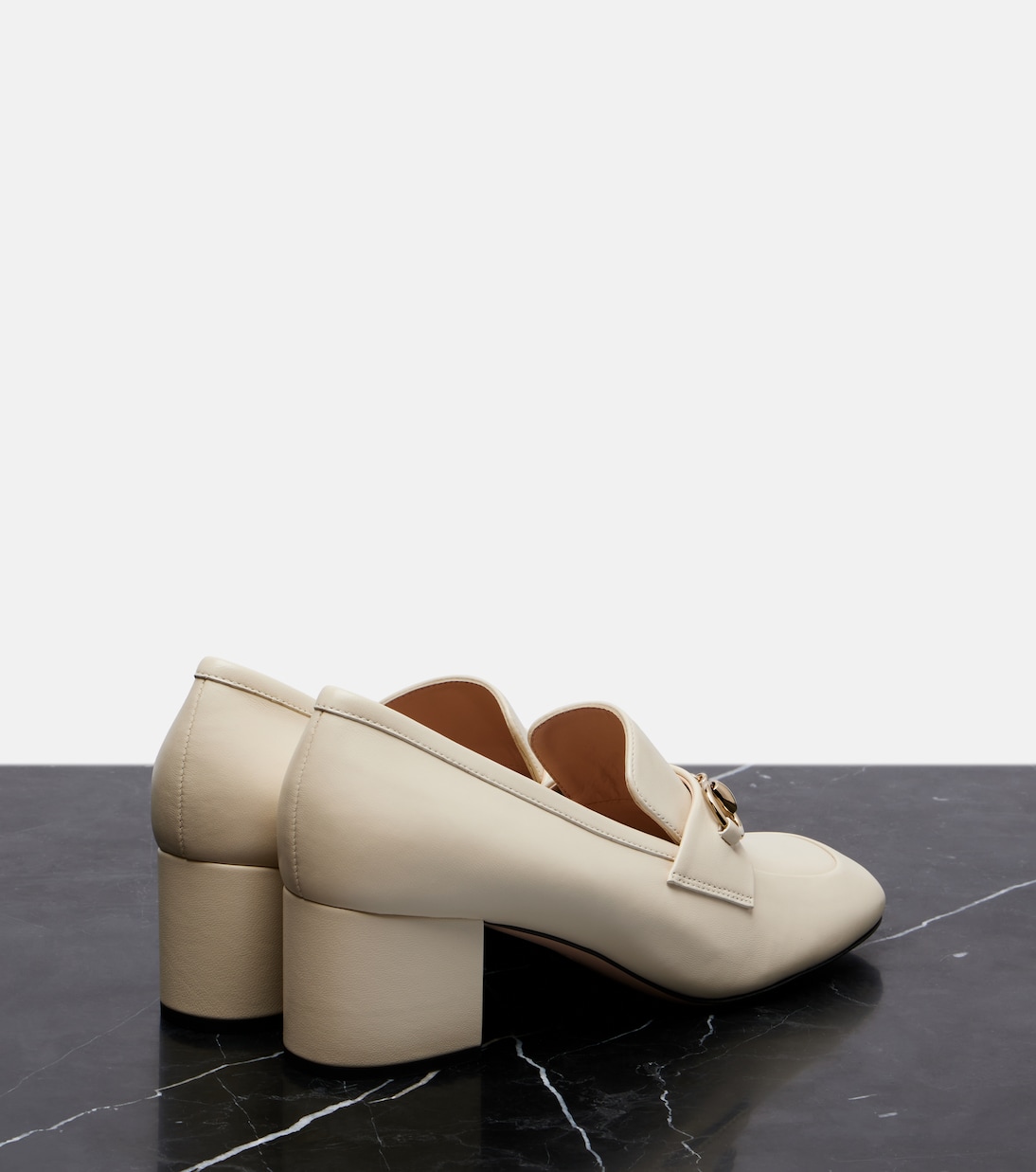 Женские лоферы с подковой из кожи Gucci, New Ivoire — фото 2