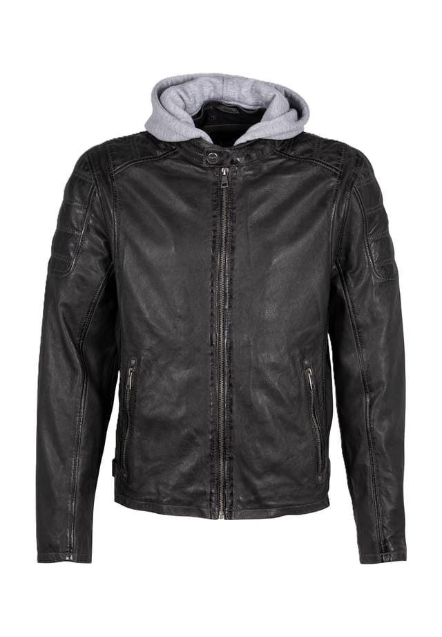 

Кожаная куртка капюшон Mauritius Leatherwear, серый
