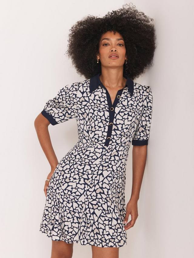 

Мини-платье с принтом в виде сердечек Mint Velvet, Navy/White