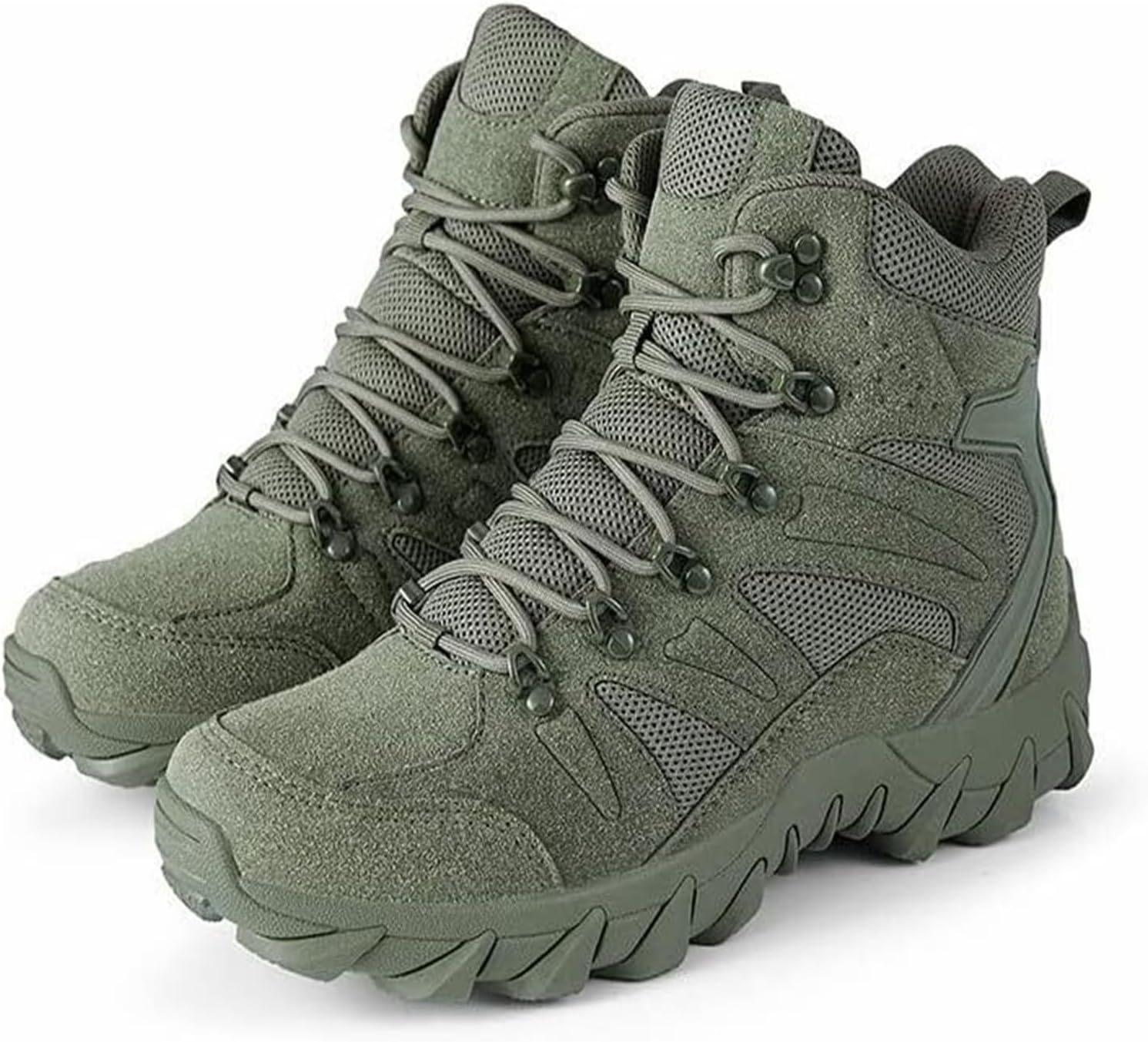 

Мужские военные тактические ботинки Водонепроницаемые Комфортные с круглым носком Нескользящие Износостойкие Замшевые походные ботинки Охотничьи ботинки Для треккинга и работы На шнуровке Дышащие Тактические ботинки для мужчин Generic, зеленый