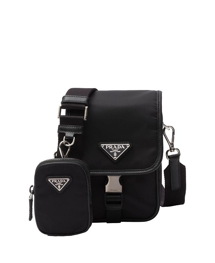 

Плечевая сумка из переработанного нейлона и кожи Saffiano Prada, черный
