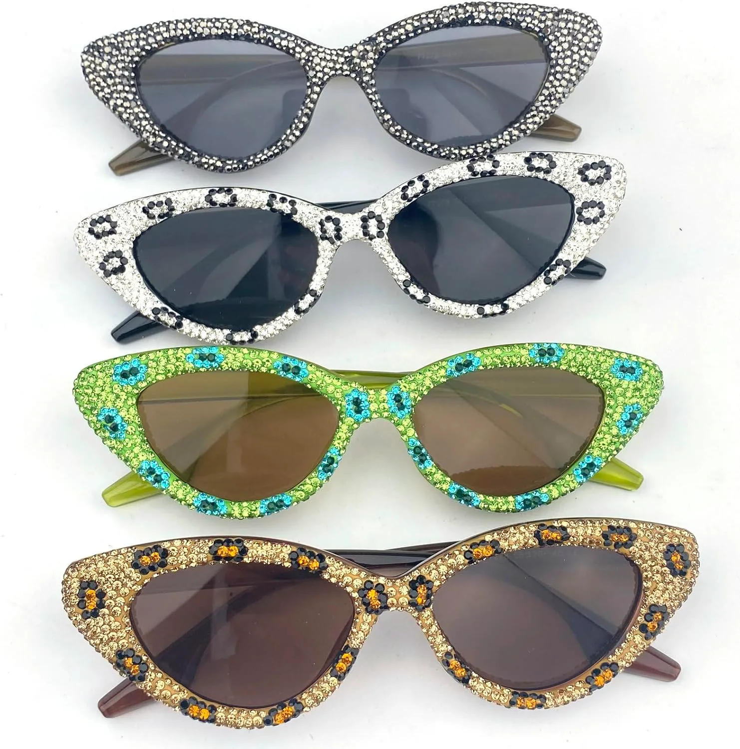 

Солнцезащитные очки «кошачий глаз» со стразами для женщин. Блестящие, сверкающие, с кристаллами, модные солнцезащитные очки для вечеринок с бриллиантами mincl, White