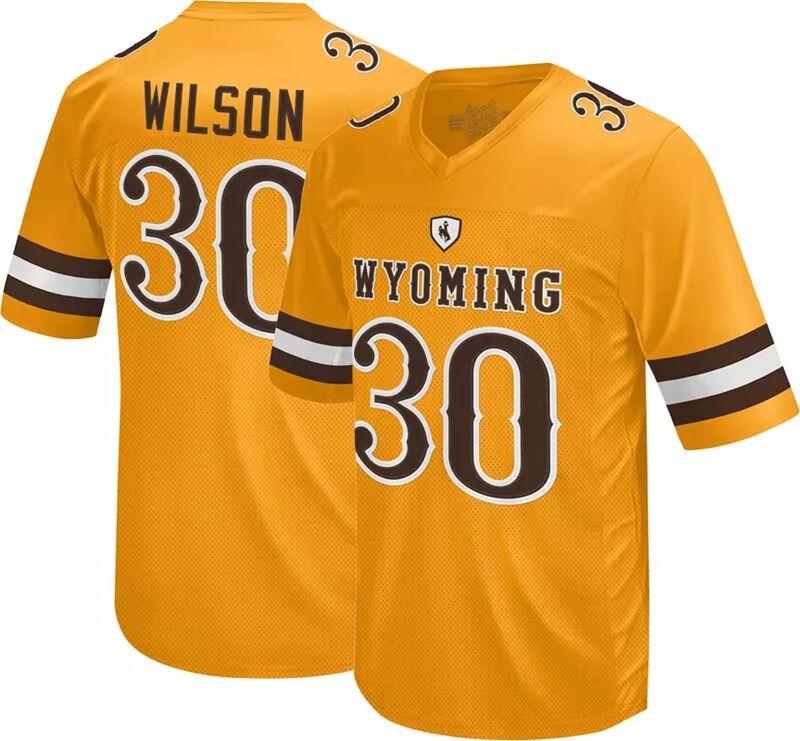 

Мужская Retro Brand Футбольная майка Wyoming Cowboys Logan Wilson № 30, золотая реплика