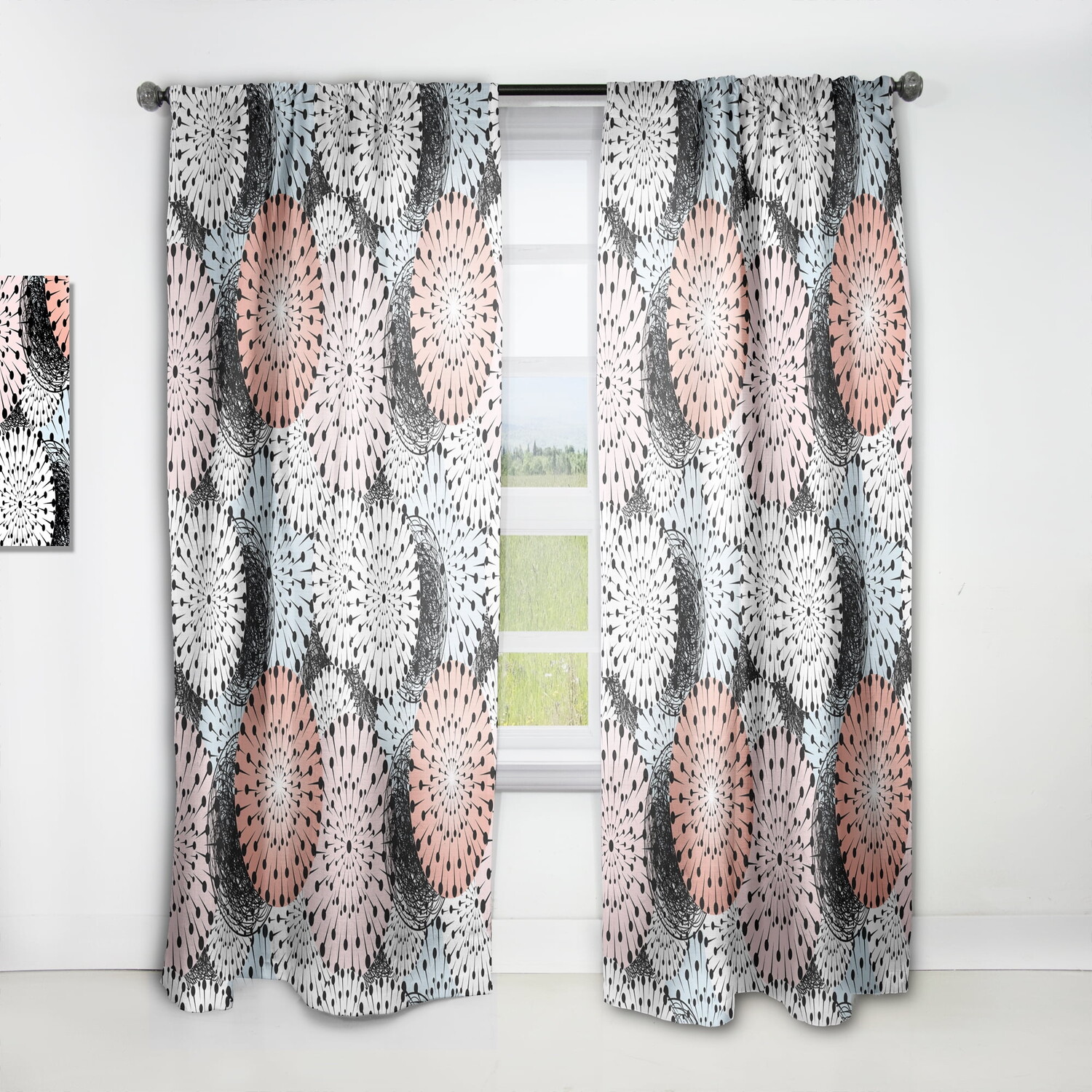 

Шторы Designart, белый / красный