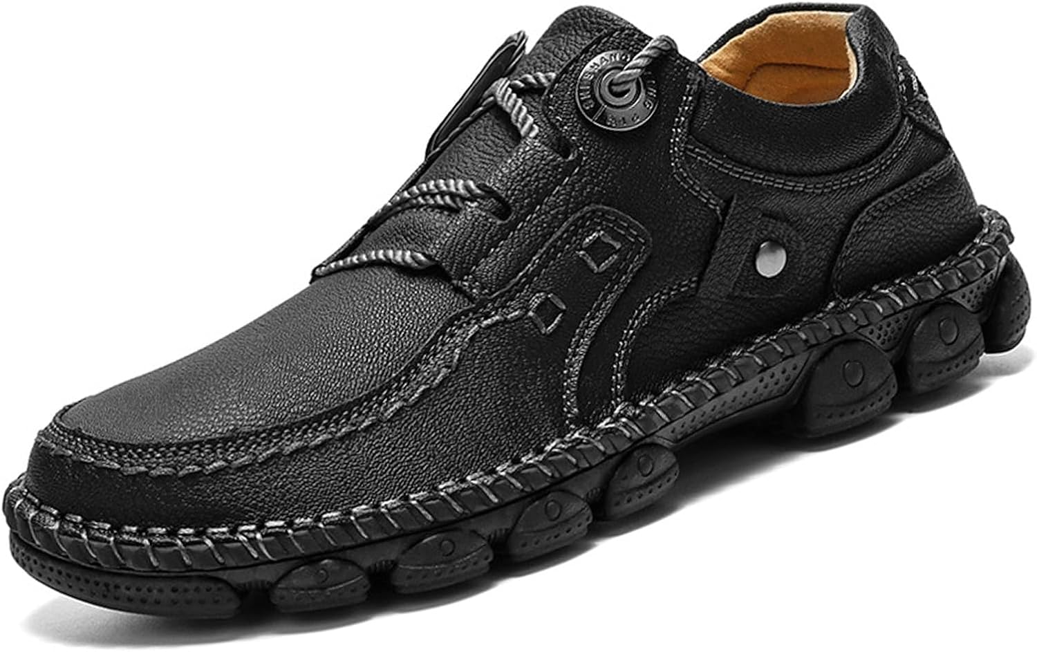 

Мужские кожаные туфли Optigard с ручной прострочкой, повседневные, удобные, на шнуровке, для вождения и ходьбы, модные кроссовки для улицы, деловые и классические туфли, черный
