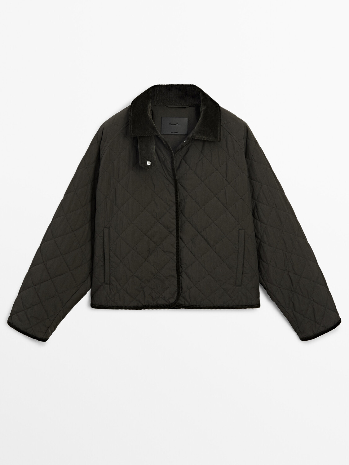 

Короткая стеганая куртка с ромбовидным узором Massimo Dutti, хаки