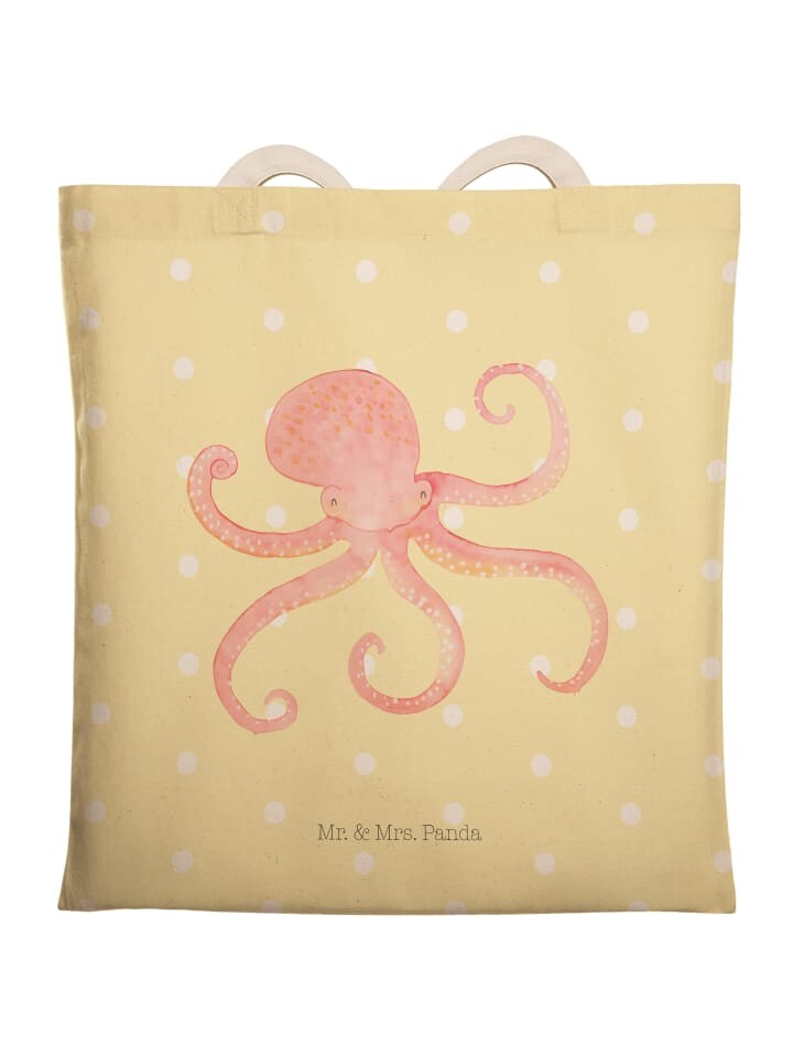 

Шоппер Mr. & Mrs. Panda Einkaufstasche Tintenfisch ohne Spruch, цвет Gelb Pastell