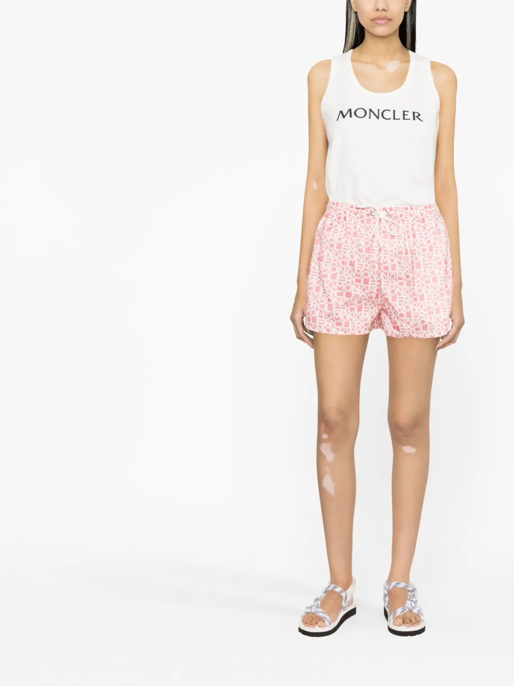Шорты с кулиской и логотипом MONCLER, розовый — фото 2
