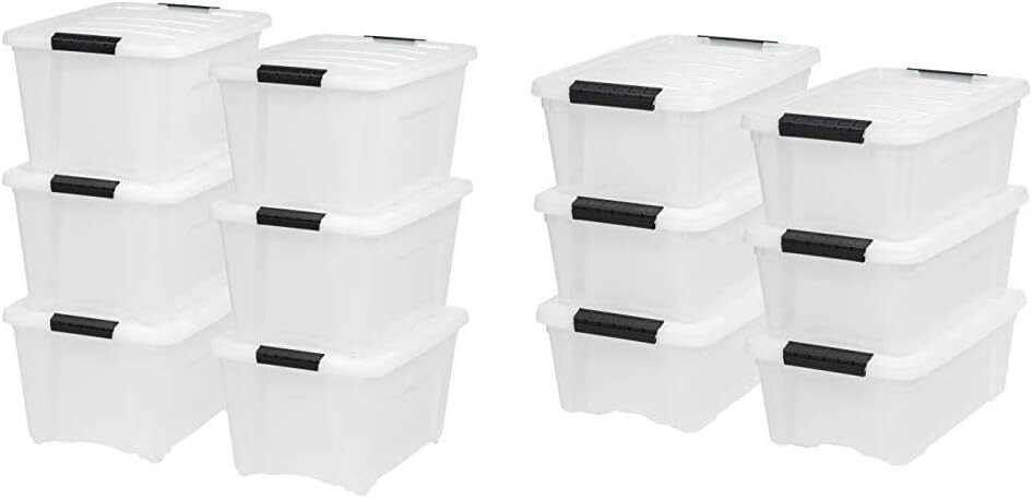 

IRIS USA, Inc. TB-28 Многоцелевой контейнер для хранения на 32 литра, упаковка из 6 штук, Pearl с TB-42 Многоцелевой контейнер для хранения на 12 литров, комплект из 6 штук, Pearl