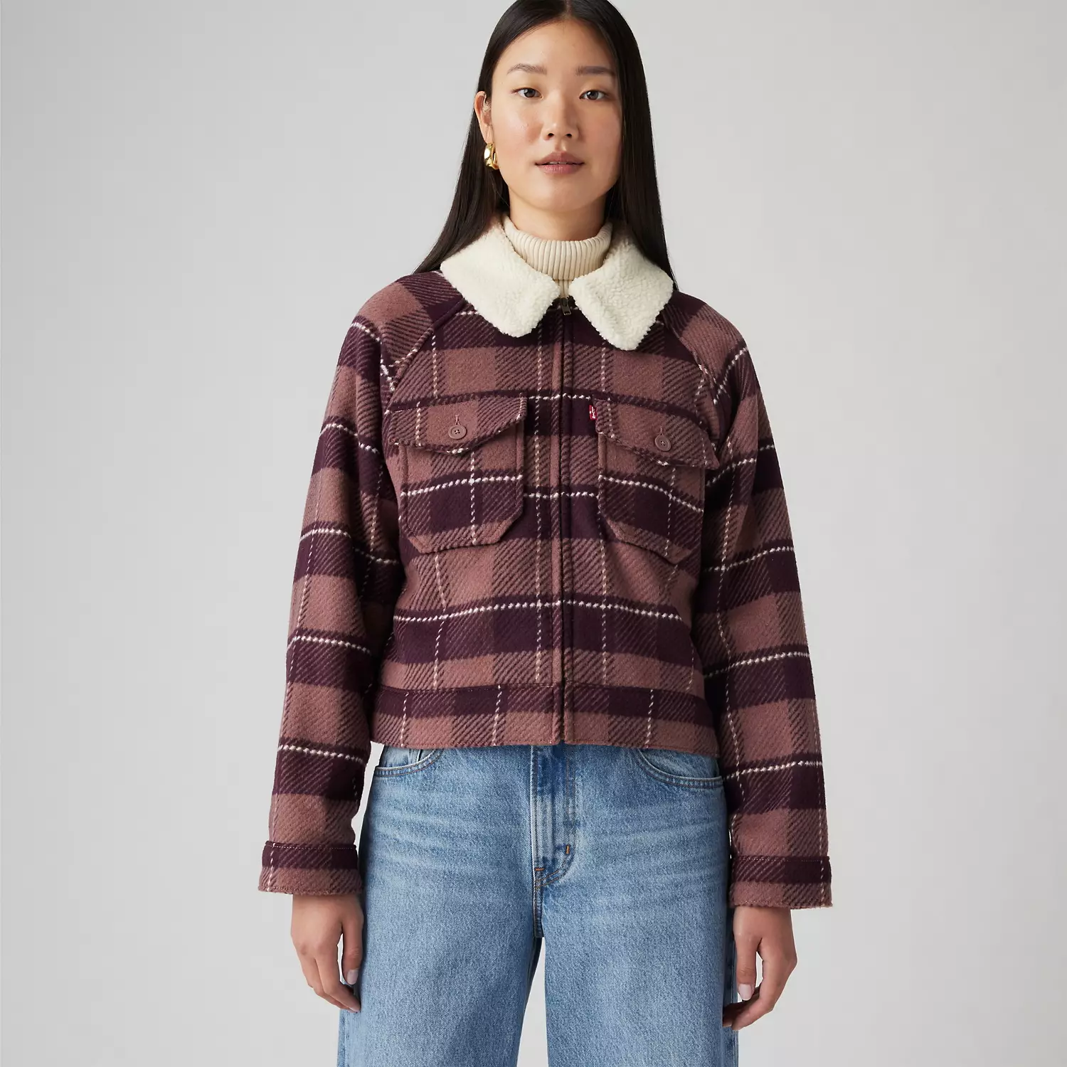 

Укороченная фланелевая куртка 90-х годов Levi's, цвет Gough Plaid Rose Taupe - Multi-Color