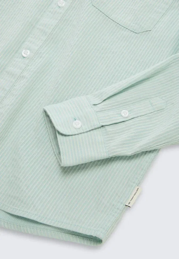 Блуза и рубашка dobby hemd mit streifen shirt Tom Tailor, светло-голубой с белой полоской — фото 3
