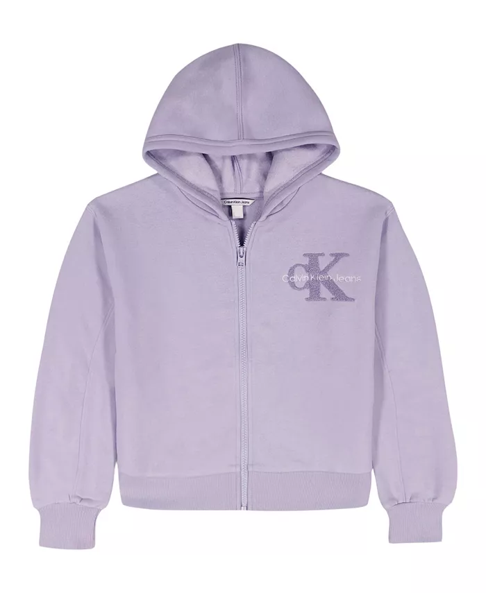 

Детская худи с длинными рукавами и передней молнией для девочек 7-16 лет Calvin Klein, фиолетовый