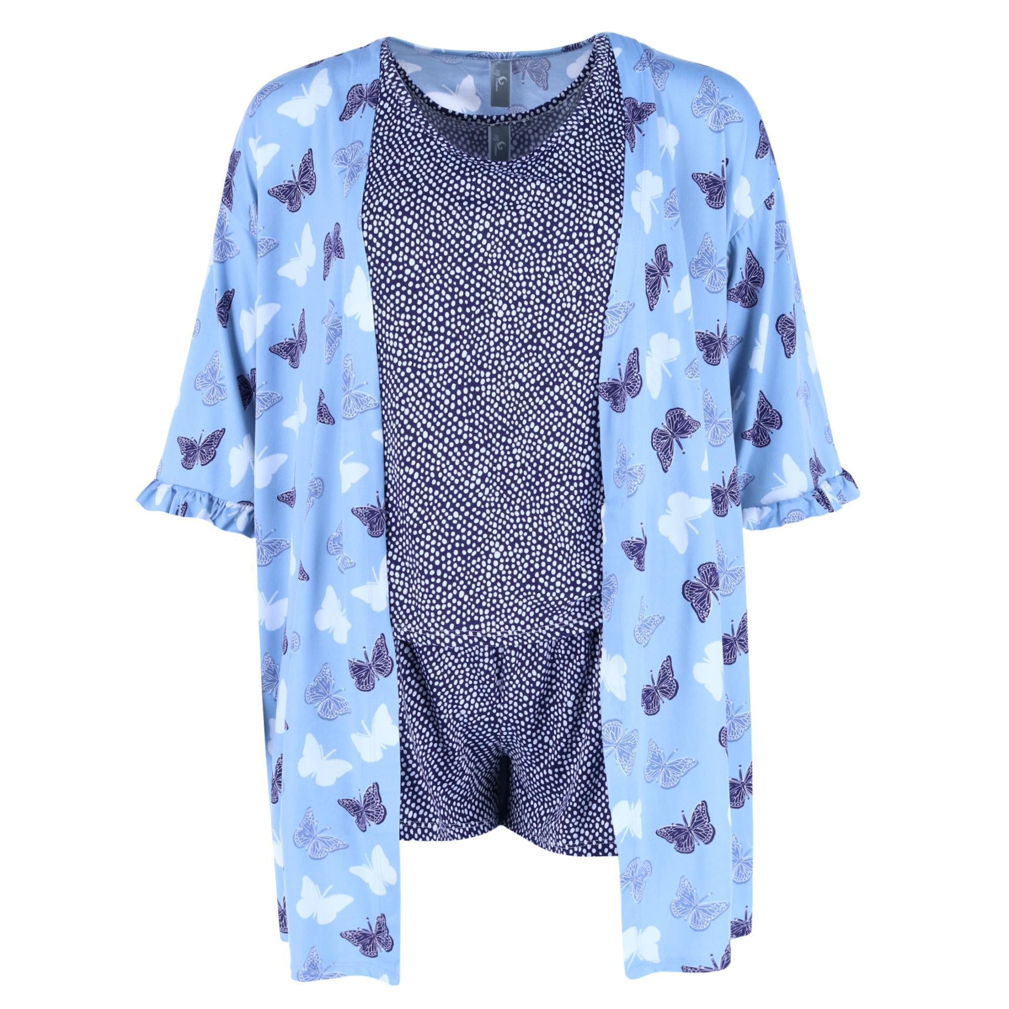 

Женский комплект из майки, шорт и халата для сна PJ Couture, цвет blue butterflies