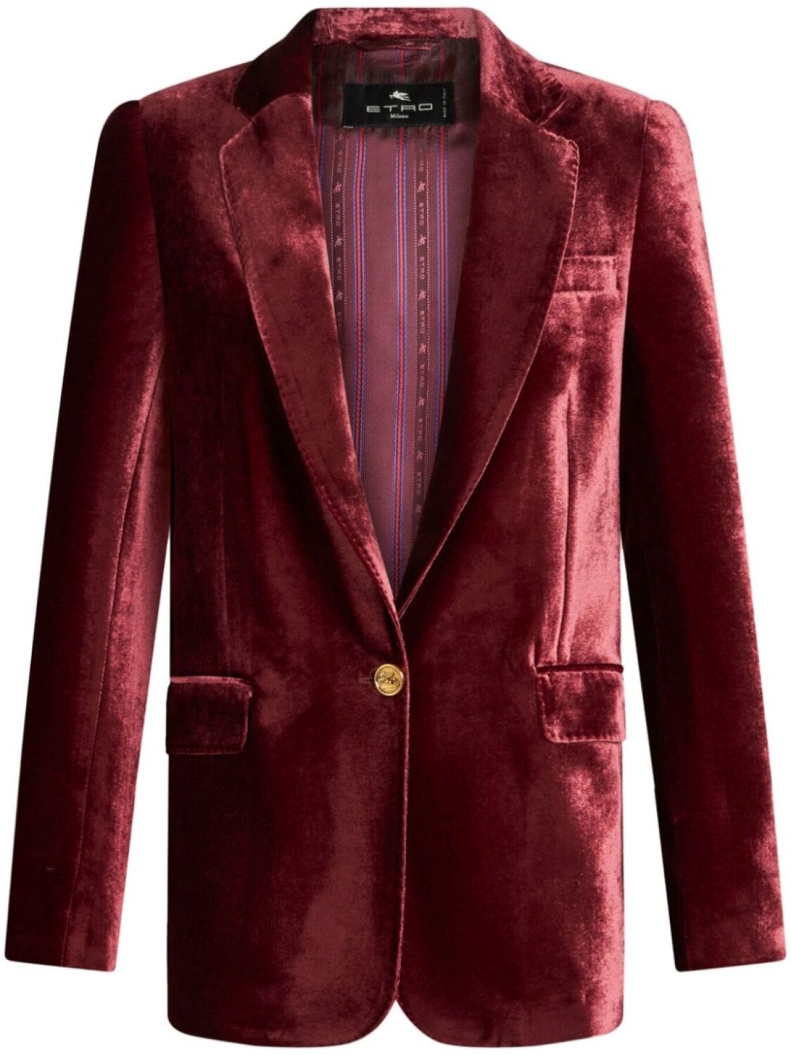 

ETRO однобортный бархатный блейзер, красный