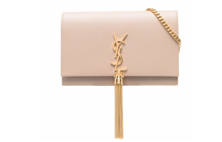 

SAINT LAURENT Сумка-кошелек KATE из коровьей кожи с бахромой, через плечо, женская, бежевого цвета