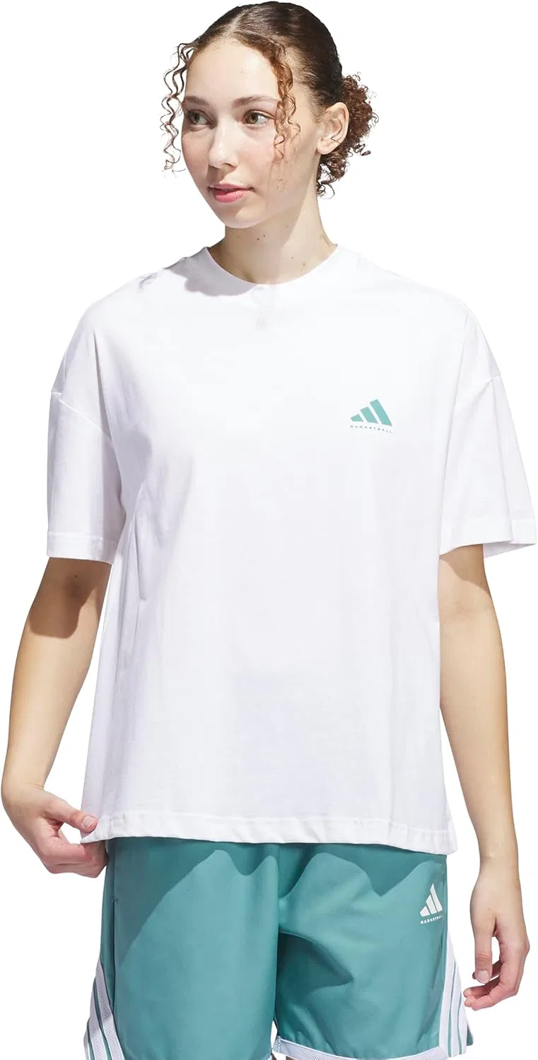 Футболка женская adidas Basketball, белый/Powder Teal