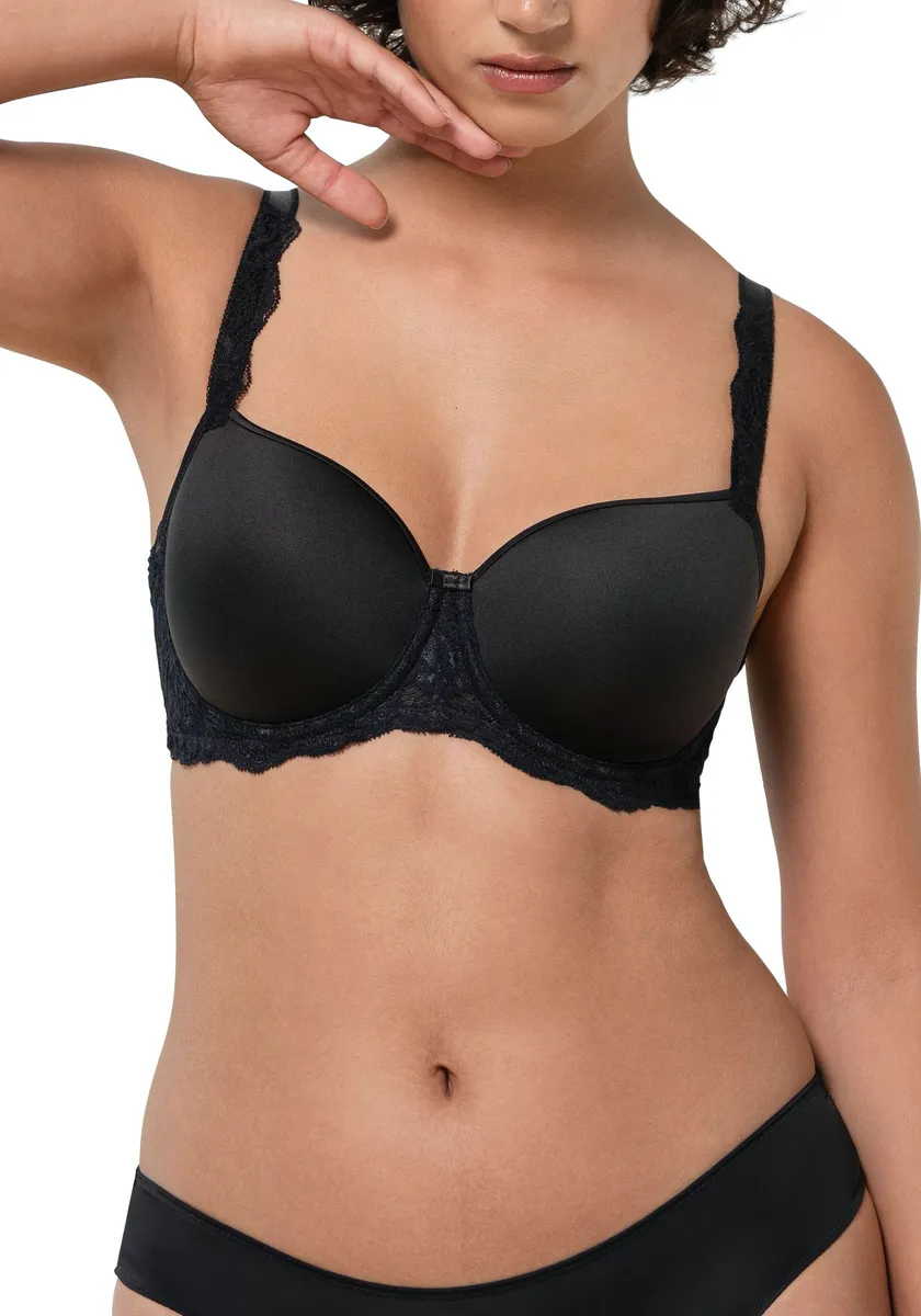 

Бюстгальтер с чашками Triumph "Amourette Charm WP", чашка B-E, чашки-спейсеры, цветочное кружево, черный