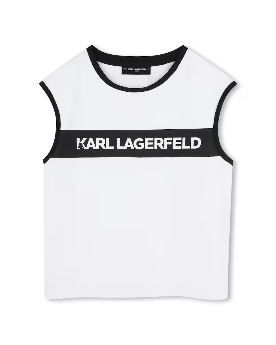 

Футболка для девочки из белого хлопка Karl Lagerfeld Kids, белый