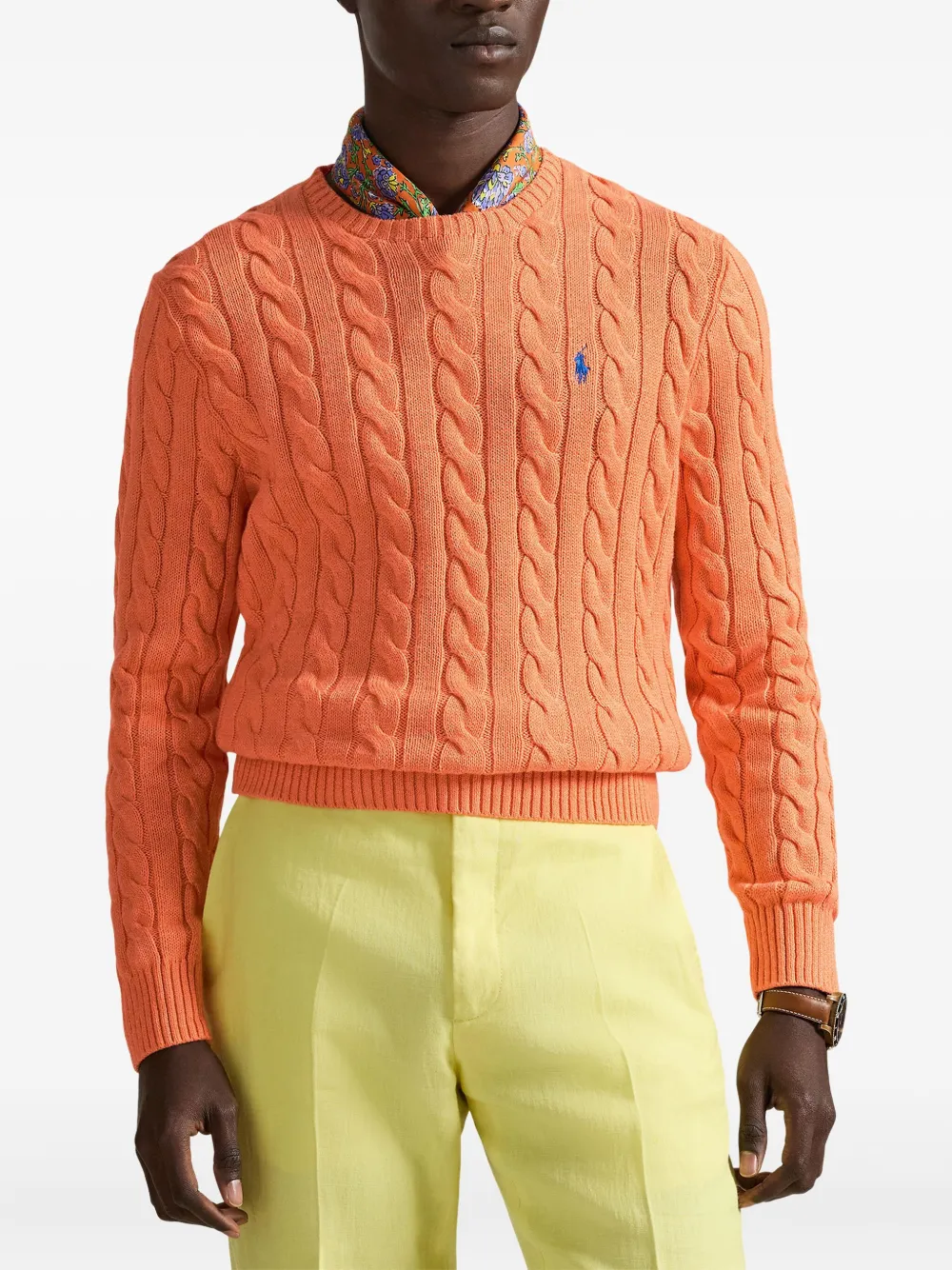 Свитер фактурной вязки Polo Ralph Lauren, оранжевый — фото 3