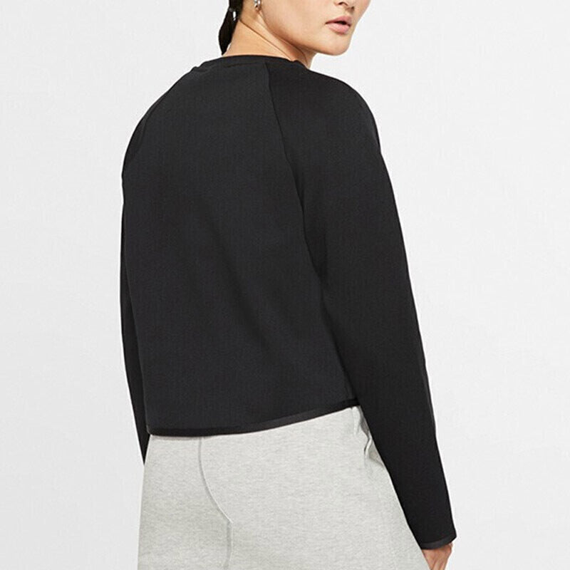 Худи (WMNS) Nike Sportswear Tech Fleece Short Round Neck Pullover Black Hoodie — фото 4