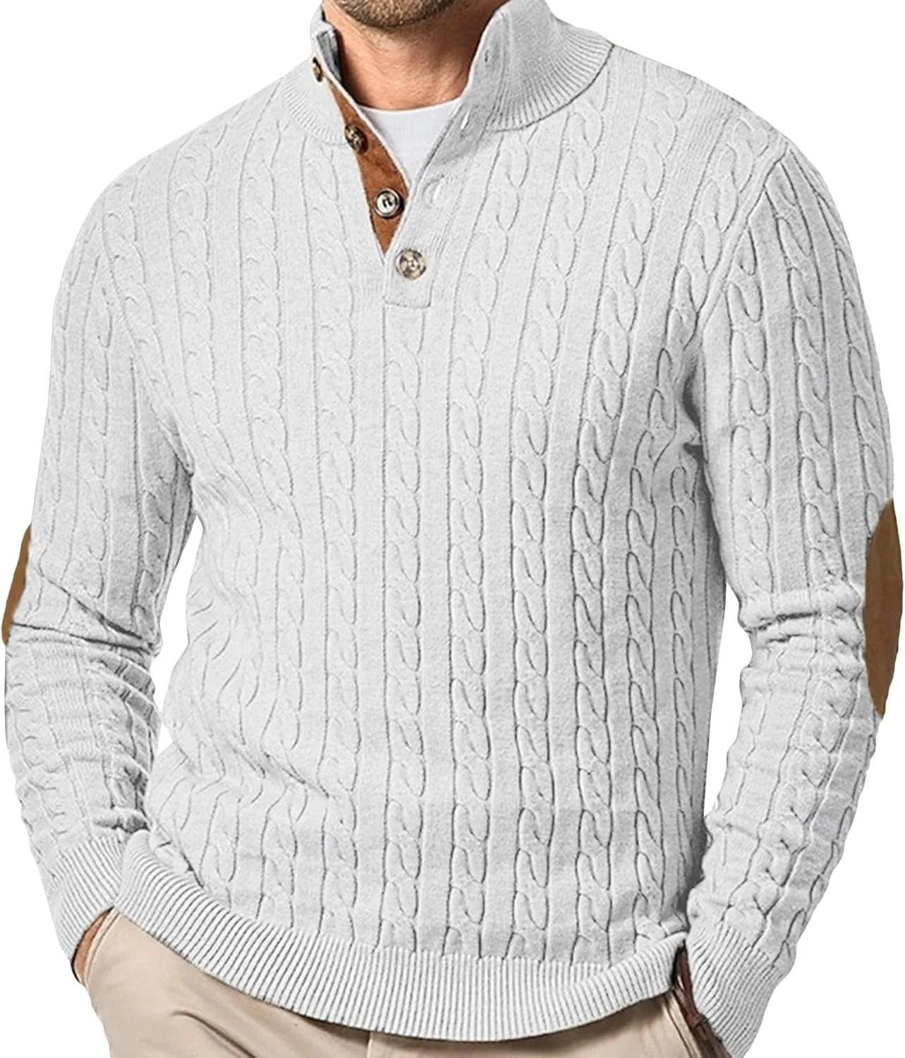 

Мужской пуловер с воротником-стойкой и застежкой Slim Fit