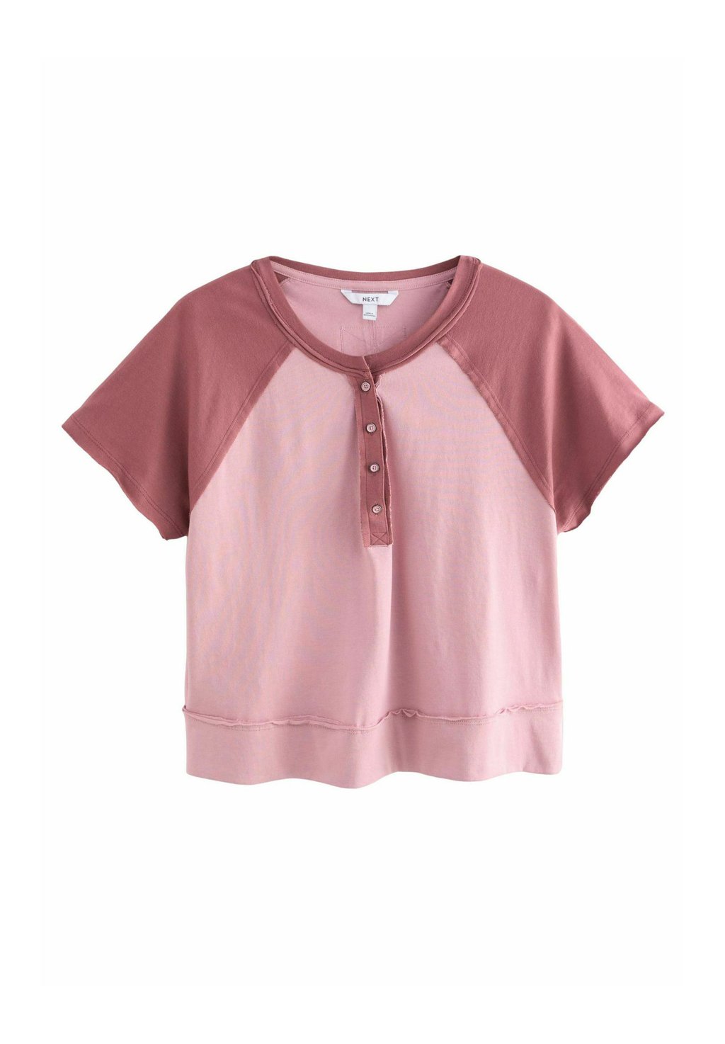 

Футболка с принтом REGULAR FIT -SHORTER LENGTH RAGLAN COLOURBLOCK SHORT SLEEVE BUTTON HENLEY Next, розовый
