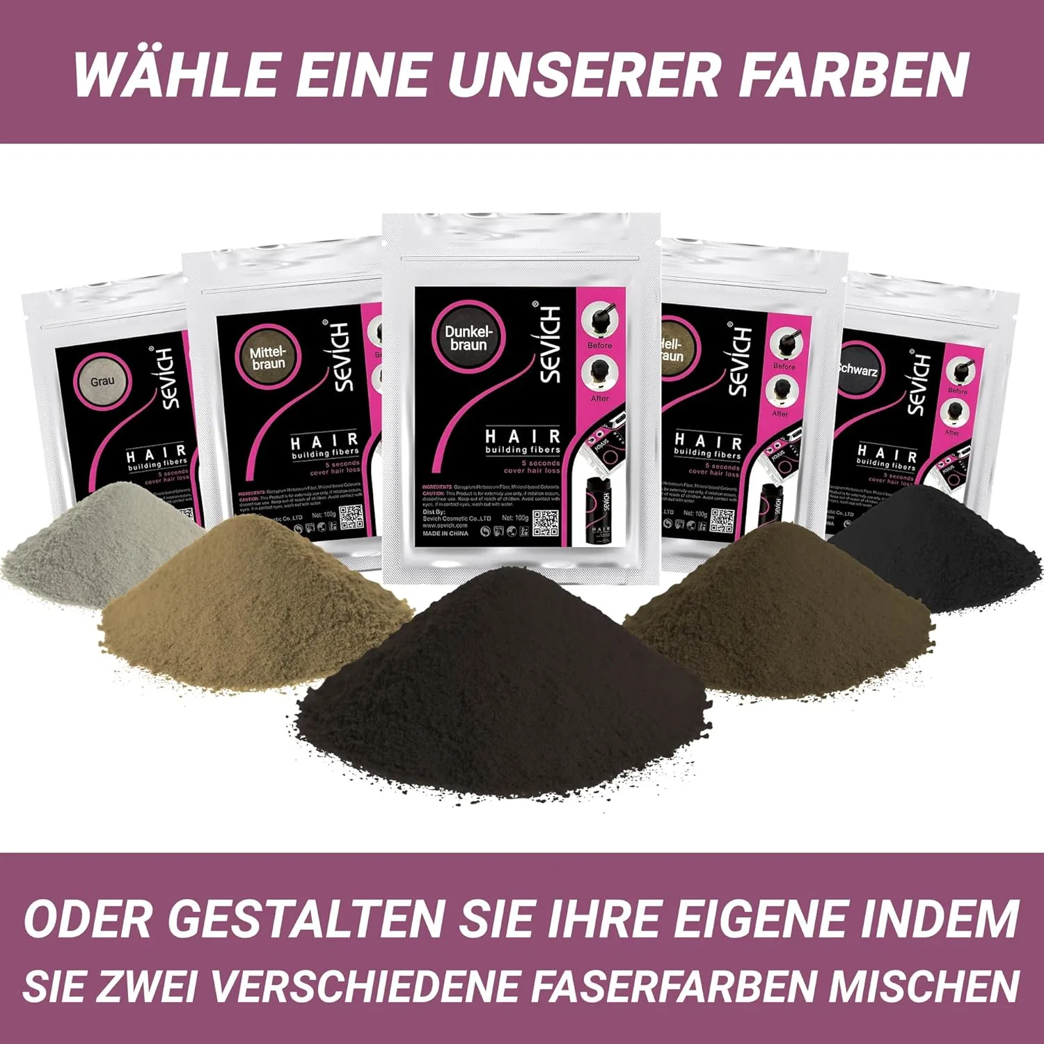 Наполнитель для волос для загущения (средне-коричневый, 100 г) Maxter, Refill Bag Medium Brown 100G — фото 3