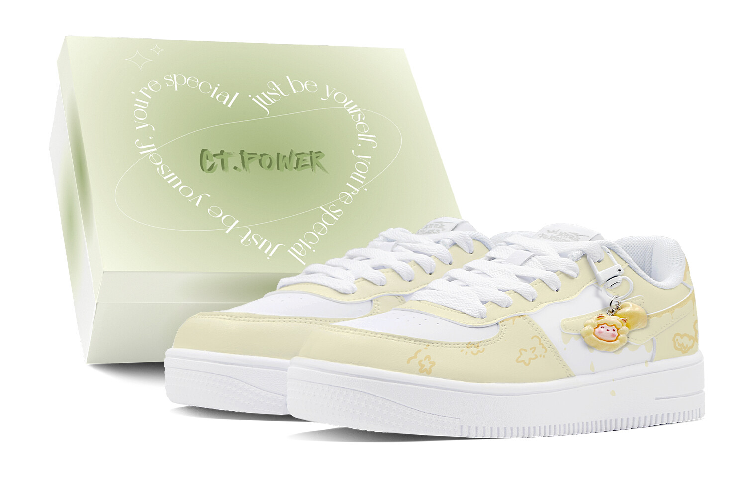 

Кеды, скейтборд обувь женская низкая белый/желтый Erke