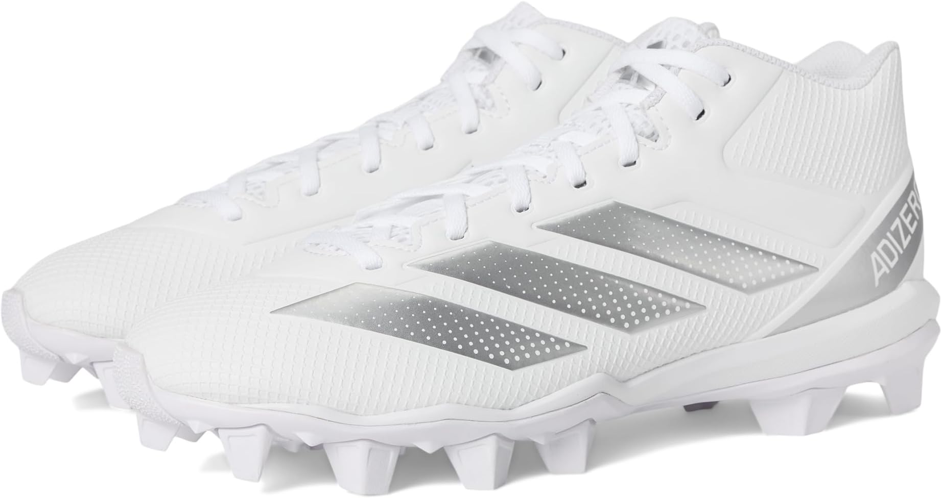 

Кроссовки adidas Adizero Impact.2 Molded Rubber Football Cleats, цвет White/Silver Metallic/White
