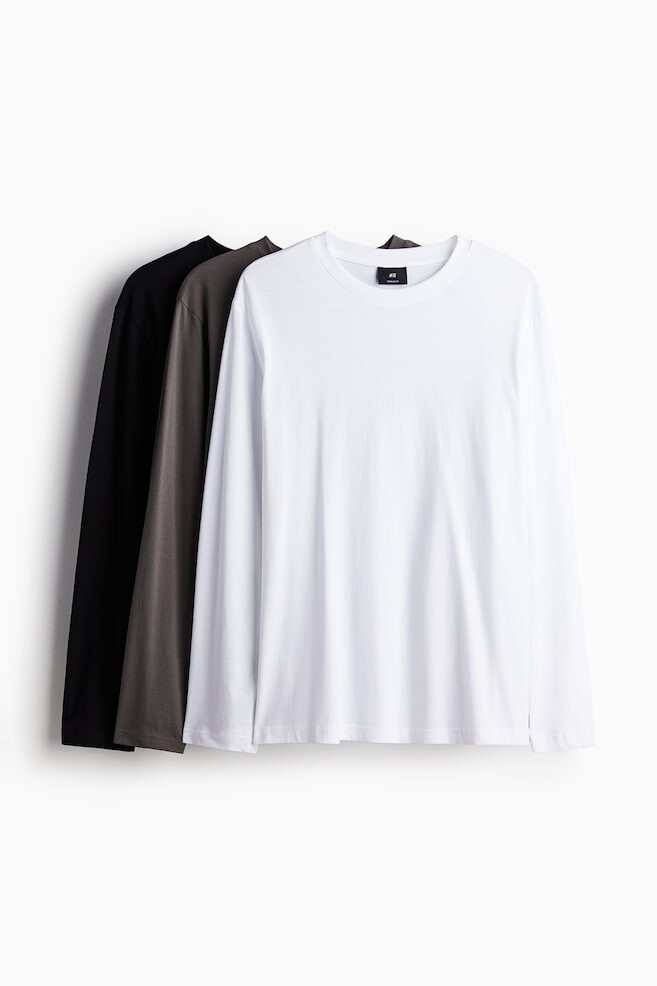 

Комплект из 3 трикотажных рубашек стандартной посадки H&M, черный