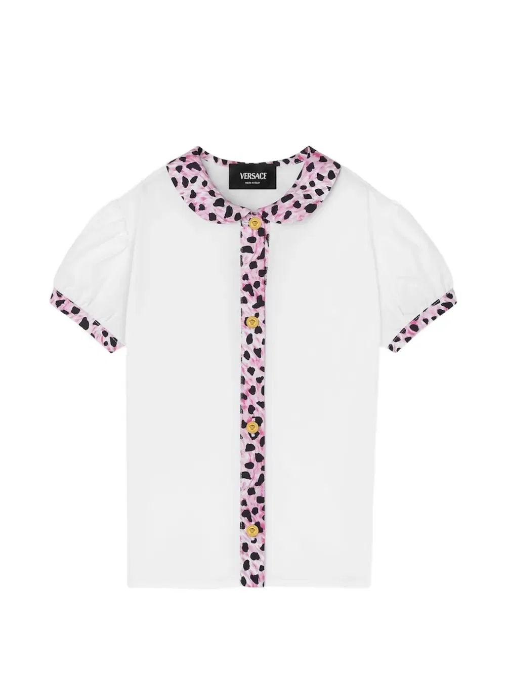 Рубашка с коротким рукавом и принтом Versace Kids, белый