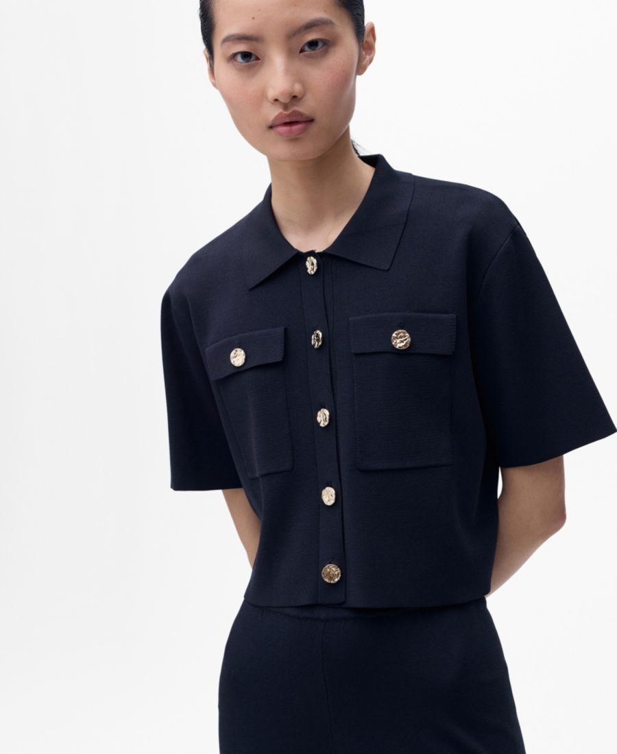 

Женская вязаная куртка с короткими рукавами MANGO, Navy