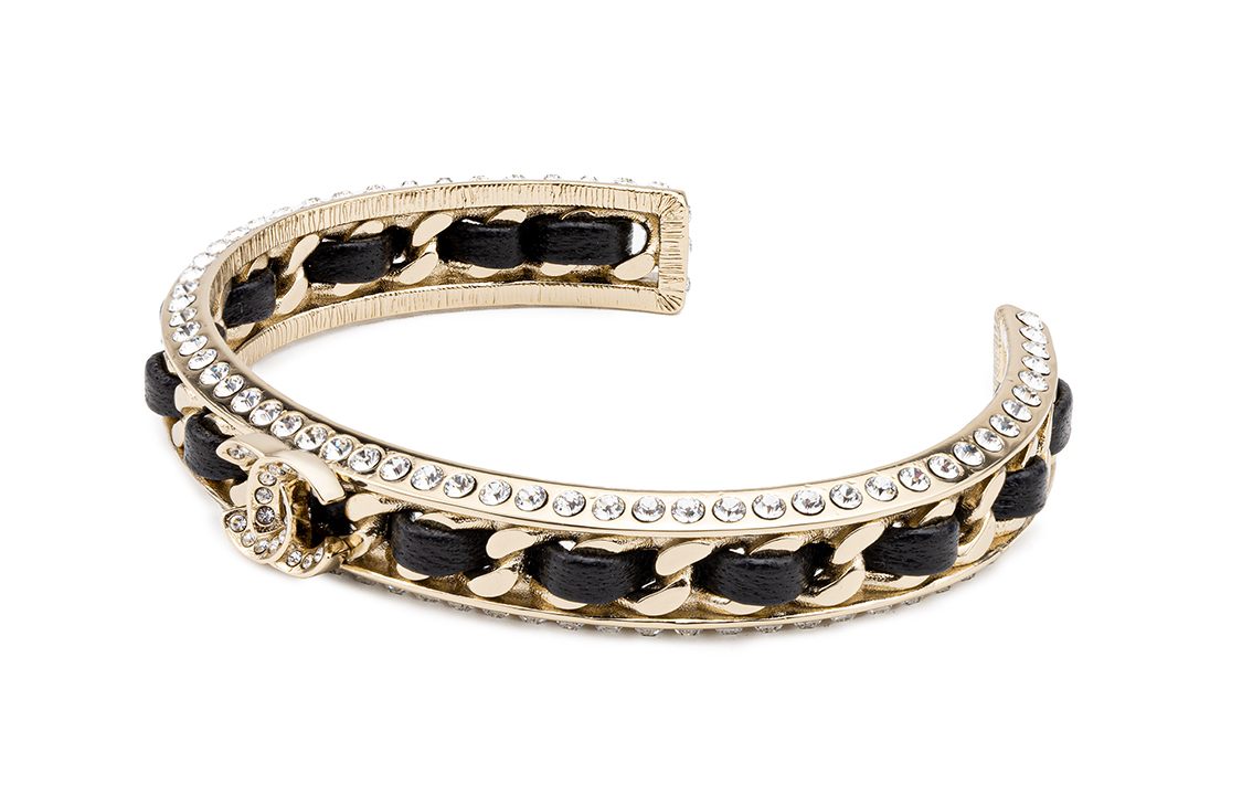 

Металлический браслет из овечьей кожи со стразами, женский, золотистый Chanel, золото